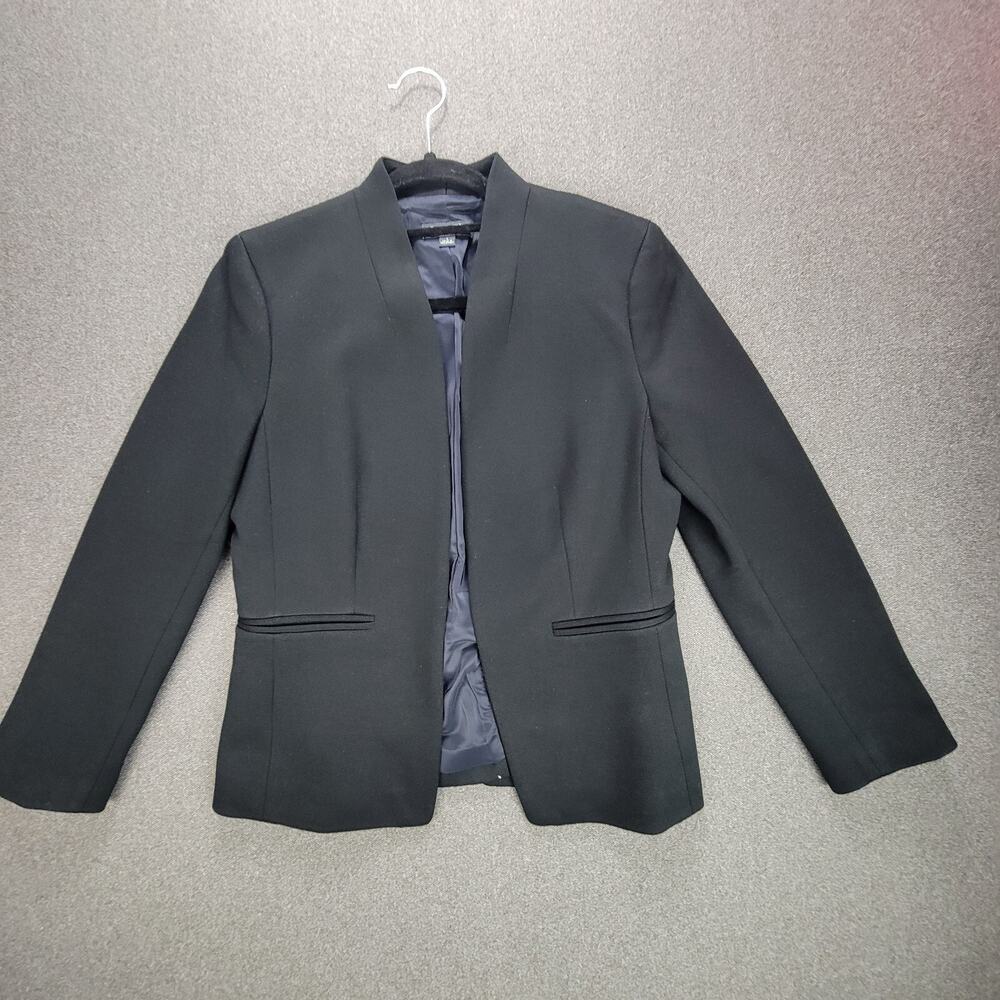 J Crew Blazer Womens 6 Black Going Out Jacket Career Lined Open Front Minimalist